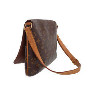 Louis Vuitton Shoulder Brown Bag Musette Monogram Leather Short Tango